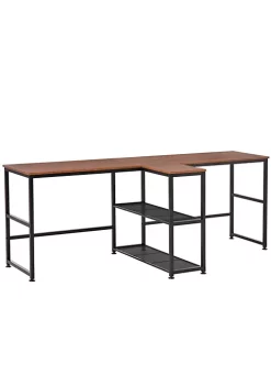 Budget 🛒 HOMCOM 83" Two Person Computer Desk with 2 Storage Shelves Double Desk Workstation with Book Shelf Long Desk Table for Home Office Dark Walnut 🌟 -HOMCOM Sales Store Belk 1968