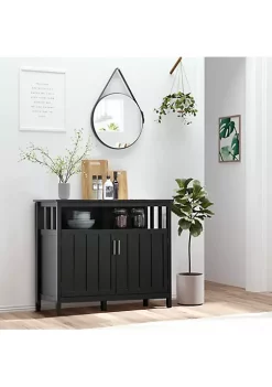 Buy 🎁 HOMCOM Sideboard Buffet Server Table with 2 Doors Kitchen Storage Cabinet with Adjustable Shelves for Kitchen Black 🎁 -HOMCOM Sales Store Belk 1971
