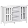 Best Pirce 👏 HOMCOM Modern Sideboard Storage Cabinet Buffet with 2 Slatted Framed Doors Open Middle Shelving and Cable Management Hole White ✔️ -HOMCOM Sales Store Belk 1974