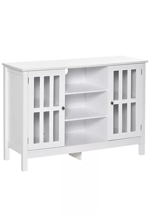 Best Pirce 👏 HOMCOM Modern Sideboard Storage Cabinet Buffet with 2 Slatted Framed Doors Open Middle Shelving and Cable Management Hole White ✔️ 3 Best Pirce 👏 HOMCOM Modern Sideboard Storage Cabinet Buffet with 2 Slatted Framed Doors Open Middle Shelving and Cable Management Hole White ✔️