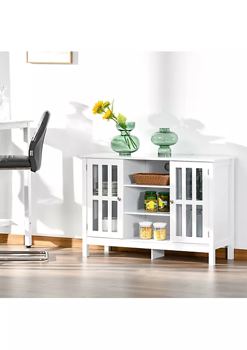 Best Pirce 👏 HOMCOM Modern Sideboard Storage Cabinet Buffet with 2 Slatted Framed Doors Open Middle Shelving and Cable Management Hole White ✔️ 4 Best Pirce 👏 HOMCOM Modern Sideboard Storage Cabinet Buffet with 2 Slatted Framed Doors Open Middle Shelving and Cable Management Hole White ✔️ - Image 2