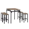 Promo 🤩 HOMCOM 5 Piece Modern Dining Table and 4 Stools Industrial Dining Set with Footrest and Metal Legs For Kitchen Natural ⭐ -HOMCOM Sales Store Belk 1979