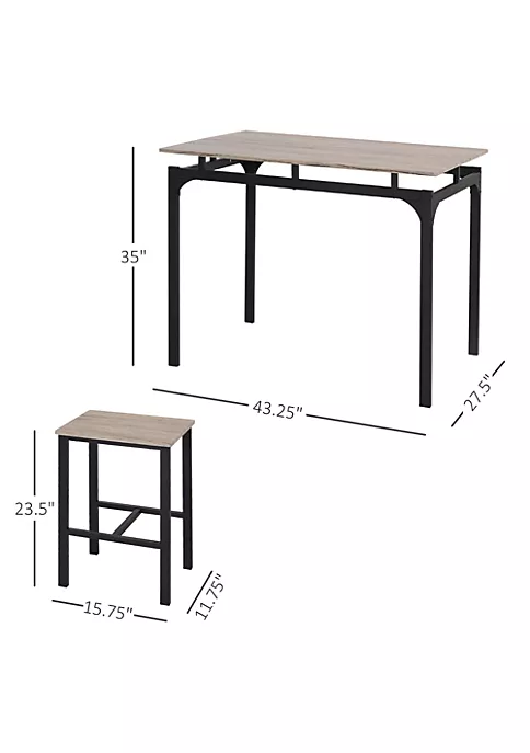 Promo ๐คฉ HOMCOM 5 Piece Modern Dining Table and 4 Stools Industrial Dining Set with Footrest and Metal Legs For Kitchen Natural โญ 4 Promo ๐คฉ HOMCOM 5 Piece Modern Dining Table and 4 Stools Industrial Dining Set with Footrest and Metal Legs For Kitchen Natural โญ - Image 2