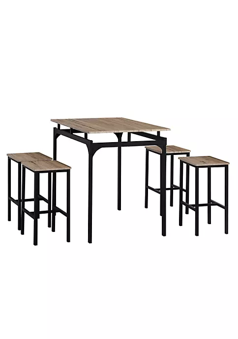 Promo ๐คฉ HOMCOM 5 Piece Modern Dining Table and 4 Stools Industrial Dining Set with Footrest and Metal Legs For Kitchen Natural โญ 7 Promo ๐คฉ HOMCOM 5 Piece Modern Dining Table and 4 Stools Industrial Dining Set with Footrest and Metal Legs For Kitchen Natural โญ - Image 5