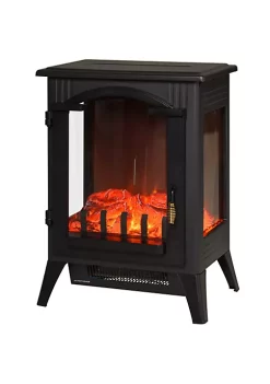 Coupon ⭐ HOMCOM 750W/1500W Electric Fireplace Heater Freestanding Fireplace Stove with Realistic LED Faux Flame Effect Black 🎉