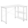 Flash Sale ✨ HOMCOM L Shaped Computer Desk Home Office Corner Desk Study Workstation Table with with Wide Desktop 2 Side Shelves Steel Frame White ⌛ -HOMCOM Sales Store Belk 1999
