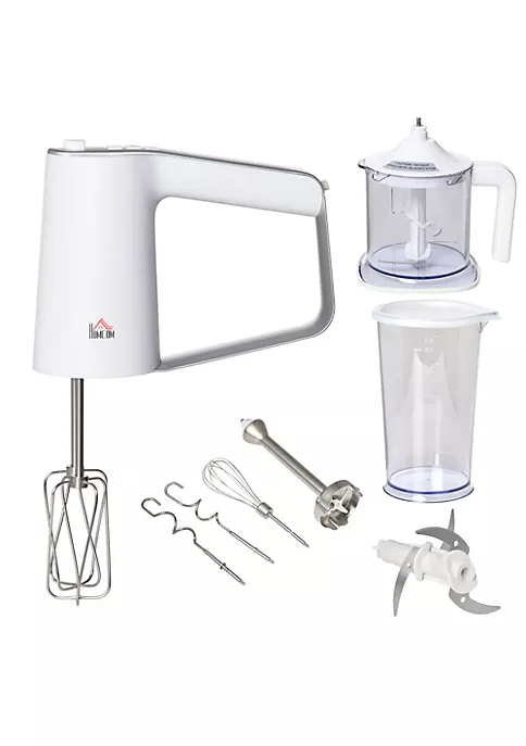 Brand new 😉 HOMCOM 5 in 1 Electric Hand Mixer 300W Immersion Blender with 5 Speeds Dough Hooks Chopper Whisk Mixers and Measuring Cup for Cooking and Baking White ✨ 7 Brand new 😉 HOMCOM 5 in 1 Electric Hand Mixer 300W Immersion Blender with 5 Speeds Dough Hooks Chopper Whisk Mixers and Measuring Cup for Cooking and Baking White ✨ - Image 5