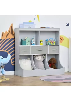 Discount 🎉 HOMCOM Toy Chest Kids Storage Organizer Children Display Bookcase with Drawers for Toys Clothes Books Grey ✔️ -HOMCOM Sales Store Belk 2011