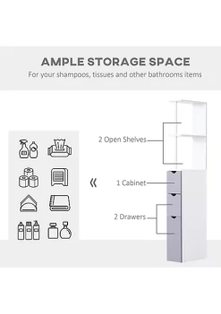 Discount 😀 HOMCOM 54" Tall Bathroom Storage Cabinet Freestanding Linen Tower with 2 Tier Shelf and Drawers Narrow Side Floor Organizer Grey and White 🤩 -HOMCOM Sales Store Belk 2020