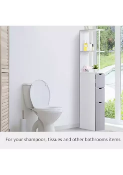 Discount 😀 HOMCOM 54" Tall Bathroom Storage Cabinet Freestanding Linen Tower with 2 Tier Shelf and Drawers Narrow Side Floor Organizer Grey and White 🤩 -HOMCOM Sales Store Belk 2021