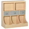 Budget 🔔 HOMCOM Toy Chest Kids Storage Organizer Children Display Bookcase with Drawers for Toys Clothes Books Natural Wood Color 😀 -HOMCOM Sales Store Belk 2022