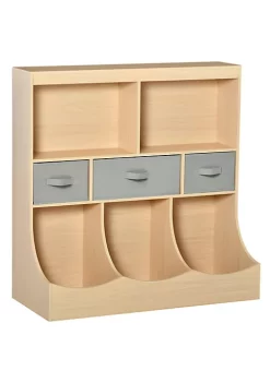 Budget 🔔 HOMCOM Toy Chest Kids Storage Organizer Children Display Bookcase with Drawers for Toys Clothes Books Natural Wood Color 😀