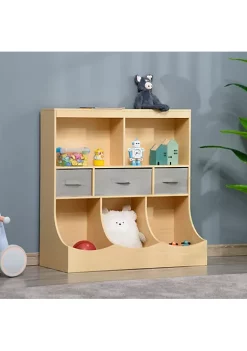 Budget 🔔 HOMCOM Toy Chest Kids Storage Organizer Children Display Bookcase with Drawers for Toys Clothes Books Natural Wood Color 😀 -HOMCOM Sales Store Belk 2025