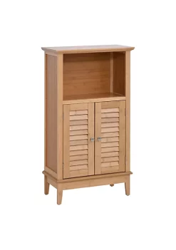 Promo ⌛ HOMCOM Bamboo Floor Cabinet Bathroom Floor Cabinet Living Room Organizer Tower with Multiple Shelves and Doors Natural ✔️ -HOMCOM Sales Store Belk 2031