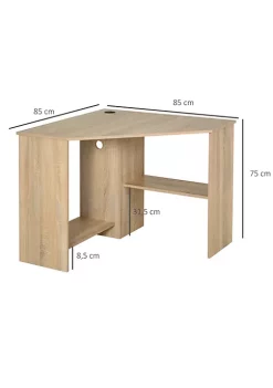 Budget 🧨 HOMCOM Corner Computer Desk with Storage Shelf Writing Table Study Workstation for Home Office Natural 👍 -HOMCOM Sales Store Belk 2034