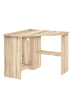 Budget 🧨 HOMCOM Corner Computer Desk with Storage Shelf Writing Table Study Workstation for Home Office Natural 👍 -HOMCOM Sales Store Belk 2036