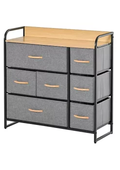 Best deal ✔️ HOMCOM 7 Drawer 👗 Dresser Fabric Chest of Drawers 3 Tier Storage Organizer for Bedroom Entryway Tower Unit with Steel Frame Wooden Top Light Grey 🔥