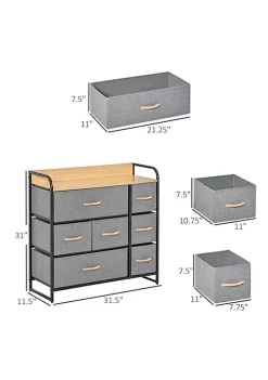Best deal ✔️ HOMCOM 7 Drawer 👗 Dresser Fabric Chest of Drawers 3 Tier Storage Organizer for Bedroom Entryway Tower Unit with Steel Frame Wooden Top Light Grey 🔥 -HOMCOM Sales Store Belk 2039