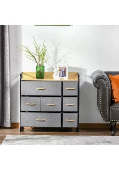 Best deal ✔️ HOMCOM 7 Drawer 👗 Dresser Fabric Chest of Drawers 3 Tier Storage Organizer for Bedroom Entryway Tower Unit with Steel Frame Wooden Top Light Grey 🔥 -HOMCOM Sales Store Belk 2040