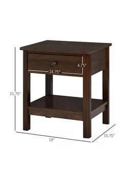 Wholesale โค๏ธ HOMCOM End Table with Drawer Side Table with Top and Bottom Shelf for Small Spaces Dark Brown ๐ 9 Wholesale โค๏ธ HOMCOM End Table with Drawer Side Table with Top and Bottom Shelf for Small Spaces Dark Brown ๐ -HOMCOM Sales Store Belk 2051