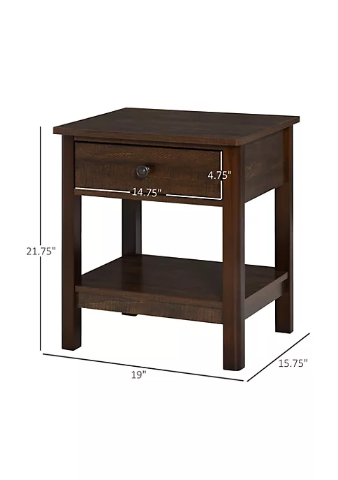 Wholesale โค๏ธ HOMCOM End Table with Drawer Side Table with Top and Bottom Shelf for Small Spaces Dark Brown ๐ 5 Wholesale โค๏ธ HOMCOM End Table with Drawer Side Table with Top and Bottom Shelf for Small Spaces Dark Brown ๐ - Image 3