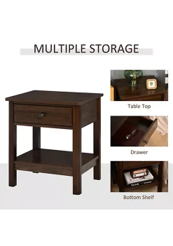 Wholesale โค๏ธ HOMCOM End Table with Drawer Side Table with Top and Bottom Shelf for Small Spaces Dark Brown ๐ 10 Wholesale โค๏ธ HOMCOM End Table with Drawer Side Table with Top and Bottom Shelf for Small Spaces Dark Brown ๐ -HOMCOM Sales Store Belk 2052