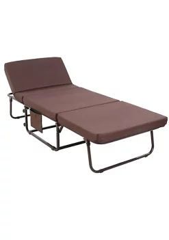 Hot Sale ๐ HOMCOM Folding Bed with 3.25" Mattress Portable Foldable Guest Bed with Adjustable Backrest Sturdy Steel Frame on Wheels Brown ๐