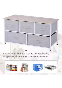 Best deal 🥰 HOMCOM 40" L 5 Drawer Horizontal Storage Cube 👗 Dresser Unit Bedroom Organizer Livingroom Shelf Tower with Fabric Bins ❤️ -HOMCOM Sales Store Belk 2061