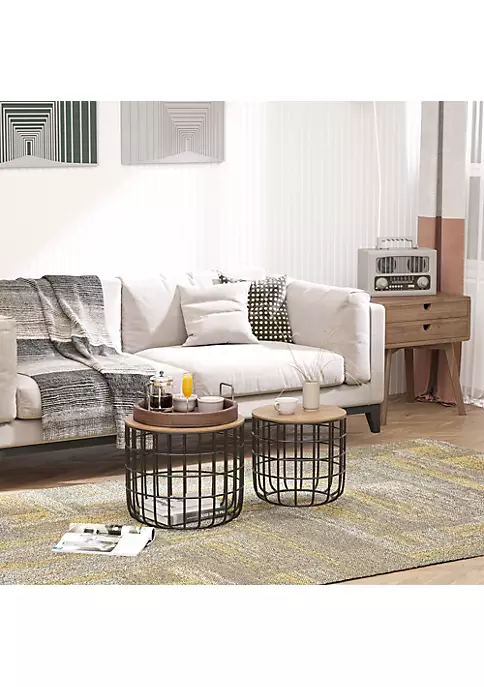 Brand new ⌛ HOMCOM 2 Piece Tea Table Set with a Retro Industrial Style Extra Storage Space Underneath and Multipurpose Use ✔️ 4 Brand new ⌛ HOMCOM 2 Piece Tea Table Set with a Retro Industrial Style Extra Storage Space Underneath and Multipurpose Use ✔️ - Image 2