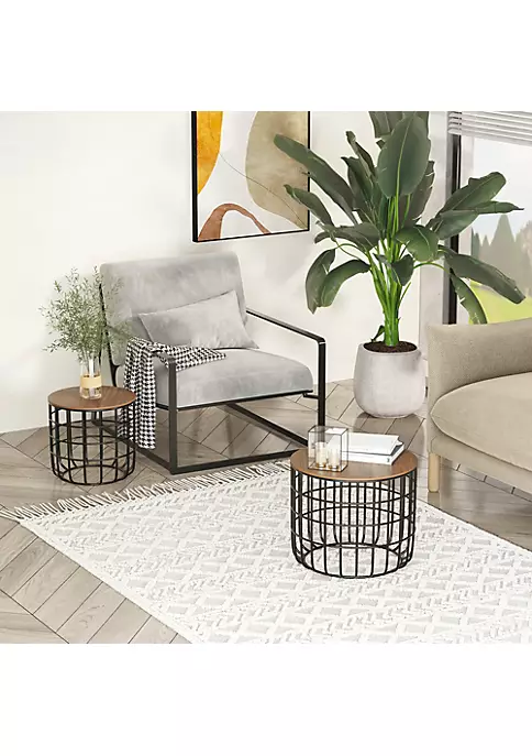 Brand new ⌛ HOMCOM 2 Piece Tea Table Set with a Retro Industrial Style Extra Storage Space Underneath and Multipurpose Use ✔️ 5 Brand new ⌛ HOMCOM 2 Piece Tea Table Set with a Retro Industrial Style Extra Storage Space Underneath and Multipurpose Use ✔️ - Image 3