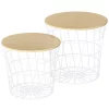 Coupon 🤩 HOMCOM Set of 2 Side Tables with Storage Nesting Wire Design Stacking Round Accent Coffee Tables with Inside Storage Removeable Top for Living Room or Bedroom White / Natural 🤩 1 Coupon 🤩 HOMCOM Set of 2 Side Tables with Storage Nesting Wire Design Stacking Round Accent Coffee Tables with Inside Storage Removeable Top for Living Room or Bedroom White / Natural 🤩 -HOMCOM Sales Store Belk 2084