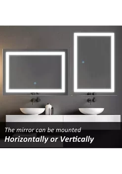 Budget 🎁 HOMCOM 28" x 20'' LED Illuminated Bathroom Mirror Wall Mounted Vanity Mirror with Dimmable Memory Touch Waterproof Horizontally or Vertically Silver ⌛ -HOMCOM Sales Store Belk 2092