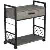 Cheap 🥰 HOMCOM Industrial Style Side Table with 1 Drawer 1 Bottom Shelf 4 Wheels and 2 Breaks for Living Room Grey ⌛