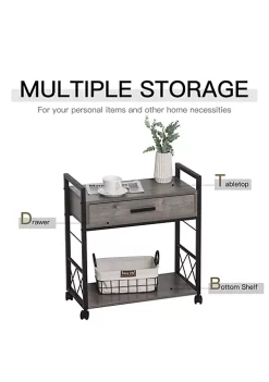 Cheap 🥰 HOMCOM Industrial Style Side Table with 1 Drawer 1 Bottom Shelf 4 Wheels and 2 Breaks for Living Room Grey ⌛ -HOMCOM Sales Store Belk 2096