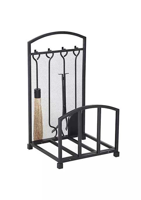 Promo π HOMCOM Firewood Log Rack Storage Holder Stand with Tool Kit and Wrought Metal Frame for Indoor/Outdoor Use Black π₯° 4 Promo π HOMCOM Firewood Log Rack Storage Holder Stand with Tool Kit and Wrought Metal Frame for Indoor/Outdoor Use Black π₯° - Image 2