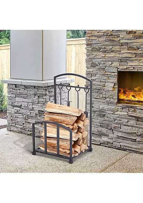 Promo π HOMCOM Firewood Log Rack Storage Holder Stand with Tool Kit and Wrought Metal Frame for Indoor/Outdoor Use Black π₯° 5 Promo π HOMCOM Firewood Log Rack Storage Holder Stand with Tool Kit and Wrought Metal Frame for Indoor/Outdoor Use Black π₯° - Image 3