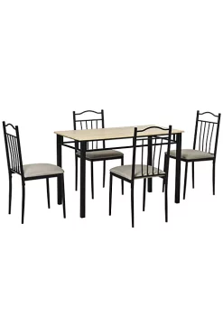 Top 10 😉 HOMCOM 5 Piece Dining Room Table Set with 4 Metal Frame Chairs for Kitchen Dinette Breakfast Nook Grey 👏