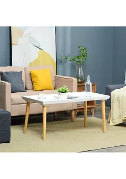 Cheapest ⌛ HOMCOM Nordic Tray Top Coffee Table with Solid Pine Wood Legs for Living Room or Bedroom White/Natural ✔️ -HOMCOM Sales Store Belk 2111