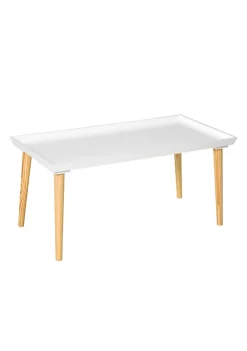 Cheapest ⌛ HOMCOM Nordic Tray Top Coffee Table with Solid Pine Wood Legs for Living Room or Bedroom White/Natural ✔️ -HOMCOM Sales Store Belk 2113