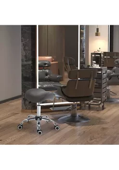 Discount 🌟 HOMCOM Ergonomic Rolling Saddle Stool PU Leather Hydraulic Spa Stool Height Adjustable Swivel Drafting Medical Salon Chair Grey 🌟 -HOMCOM Sales Store Belk 2126