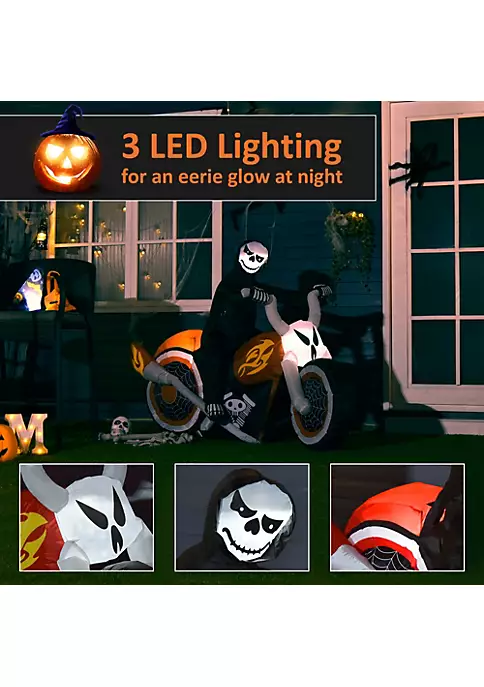 Wholesale 🔥 HOMCOM 7' Long Inflatable 🧛 Halloween Grim Reaper Flaming Motorcycle Lighted Airblown Outdoor Garden Yard Party Decoration 😉 6 Wholesale 🔥 HOMCOM 7' Long Inflatable 🧛 Halloween Grim Reaper Flaming Motorcycle Lighted Airblown Outdoor Garden Yard Party Decoration 😉 - Image 4