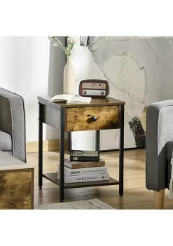 New 😀 HOMCOM Industrial Side Table with Storage Shelf Accent Table with Drawer for Living Room or Bedroom Rustic Brown ✔️ -HOMCOM Sales Store Belk 2139