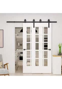Brand new ⌛ HOMCOM Carbon Steel Sliding Barn Door Kits Hardware Closet Set Track System for Double Wooden Door Roller ⌛ -HOMCOM Sales Store Belk 2148