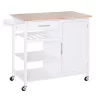 Best Pirce 🛒 HOMCOM 4 Tier Rolling Kitchen Island Utility Trolley Serving Cart Kitchen Storage Cart w/ Butcher Block Countertop Drawer White ✨ -HOMCOM Sales Store Belk 216