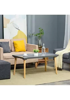 Cheap 🌟 HOMCOM Nordic Tray Top Coffee Table with Solid Pine Wood Legs for Living Room or Bedroom Grey/Natural 🧨 -HOMCOM Sales Store Belk 2168