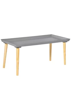 Cheap 🌟 HOMCOM Nordic Tray Top Coffee Table with Solid Pine Wood Legs for Living Room or Bedroom Grey/Natural 🧨 -HOMCOM Sales Store Belk 2170