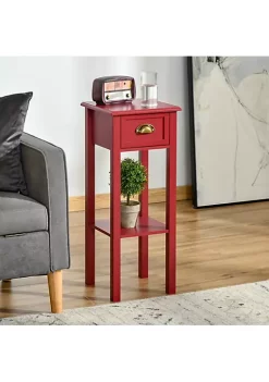 Brand new 🥰 HOMCOM 2 Tier Night Stand with Drawer Narrow End Table with Bottom Shelf for Living Room or Bedroom Red ❤️ -HOMCOM Sales Store Belk 2173