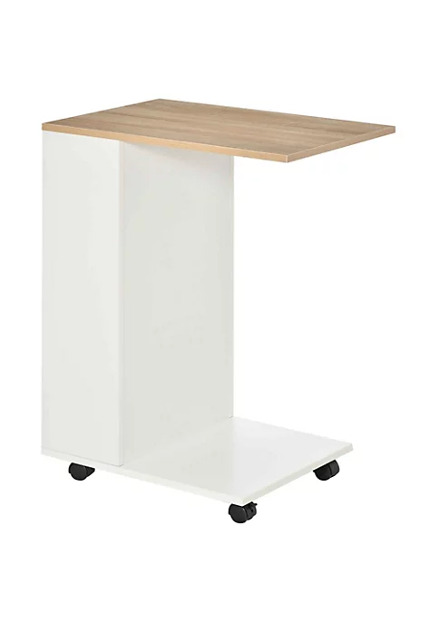 Budget ๐ HOMCOM C Shaped Sofa Side Table Mobile End Table with Storage and Wheels for Living Room Bedroom Office White โ 4 Budget ๐ HOMCOM C Shaped Sofa Side Table Mobile End Table with Storage and Wheels for Living Room Bedroom Office White โ - Image 2