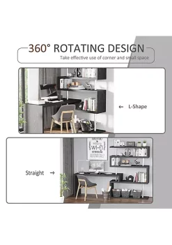 Budget 💯 HOMCOM 94" 4 Tier Rotating Versatile L Shaped Computer Desk Writing Table with Display Shelves and Steel Frame Black 🔔 -HOMCOM Sales Store Belk 2218
