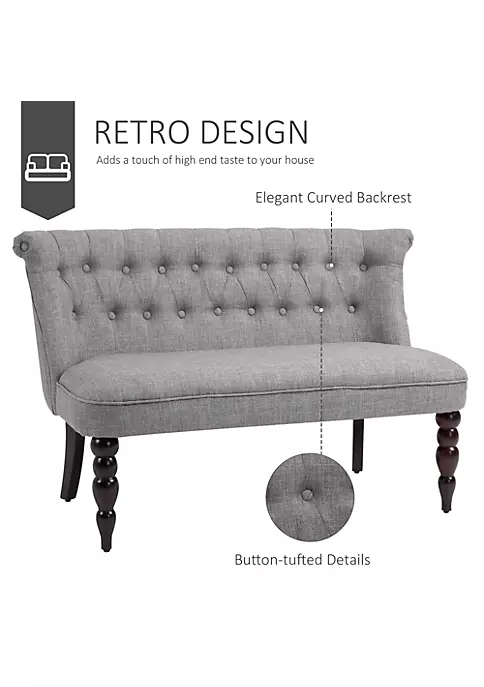 Coupon ๐ HOMCOM Upholstered Armless Fabric Loveseat with Button Tufted Design for Living Room with Wood Legs Grey โ๏ธ 5 Coupon ๐ HOMCOM Upholstered Armless Fabric Loveseat with Button Tufted Design for Living Room with Wood Legs Grey โ๏ธ - Image 3